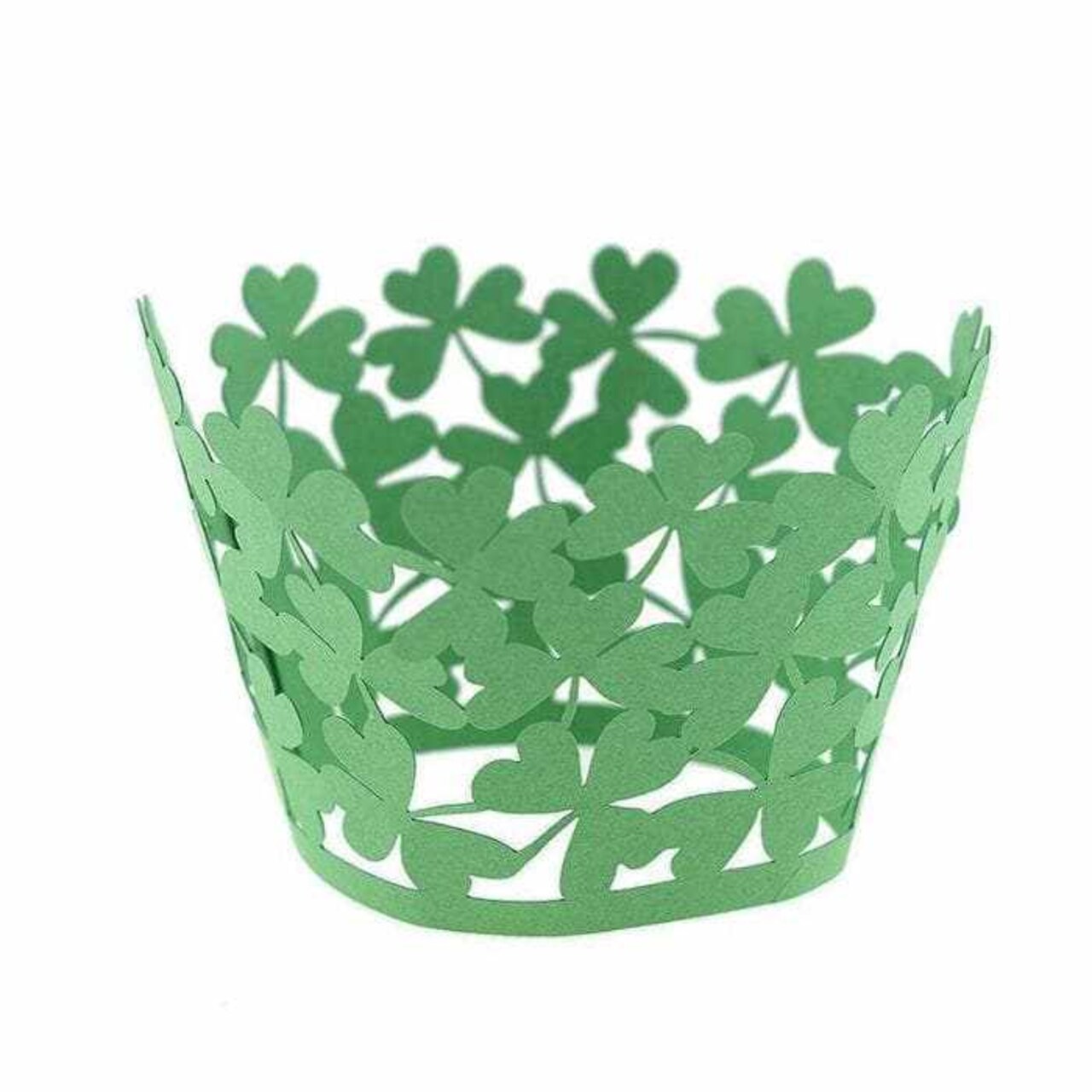 Green "Clover Leaf" Lace Cupcake Wrappers & Liners | 25 PC Set